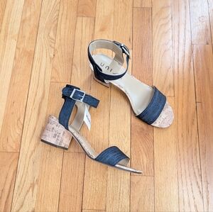 NWT Unisa Denim Open Toe Mid Heel Sandals